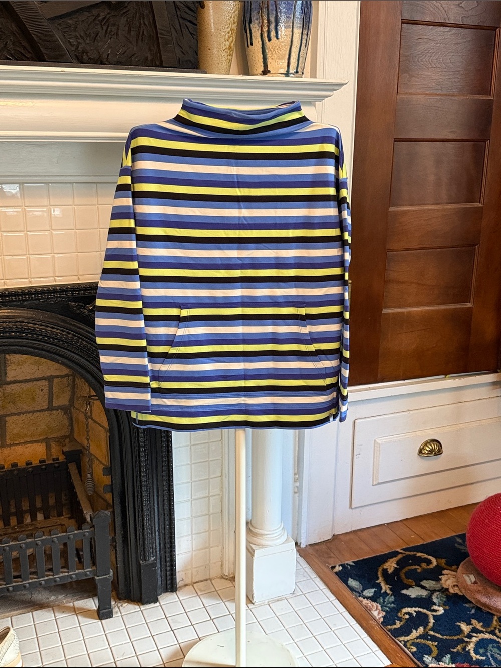 T by Talbots Striped funnelneck in Blue, Yellow, Black- worn once.